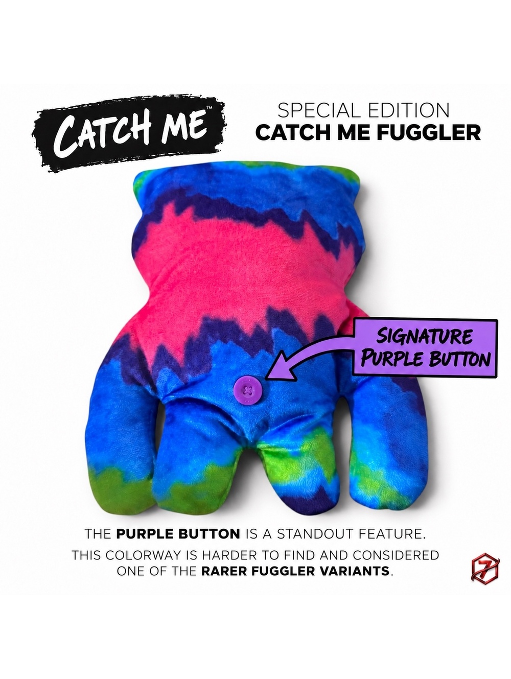 Fuggler Fugg Life Sir Belch 9” Catch Me Chase Tie Dye Purple Button Plush